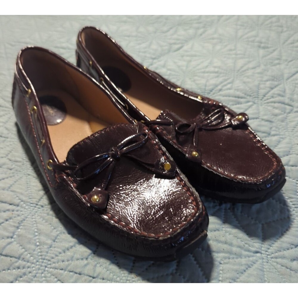 Clarks Artisan Women's  Dunbar Racer Leather Driving Loafers Sz 8.5 Textured